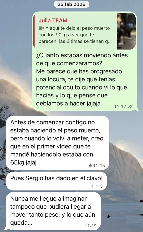 Mensaje de Julia: nunca me llegué a imaginar que pudiera mover tanto peso