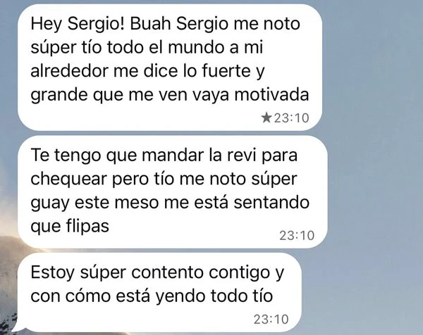 Mensaje de Rafa: todo el mundo a mi alrededor me dice lo fuerte y grande que me ven
